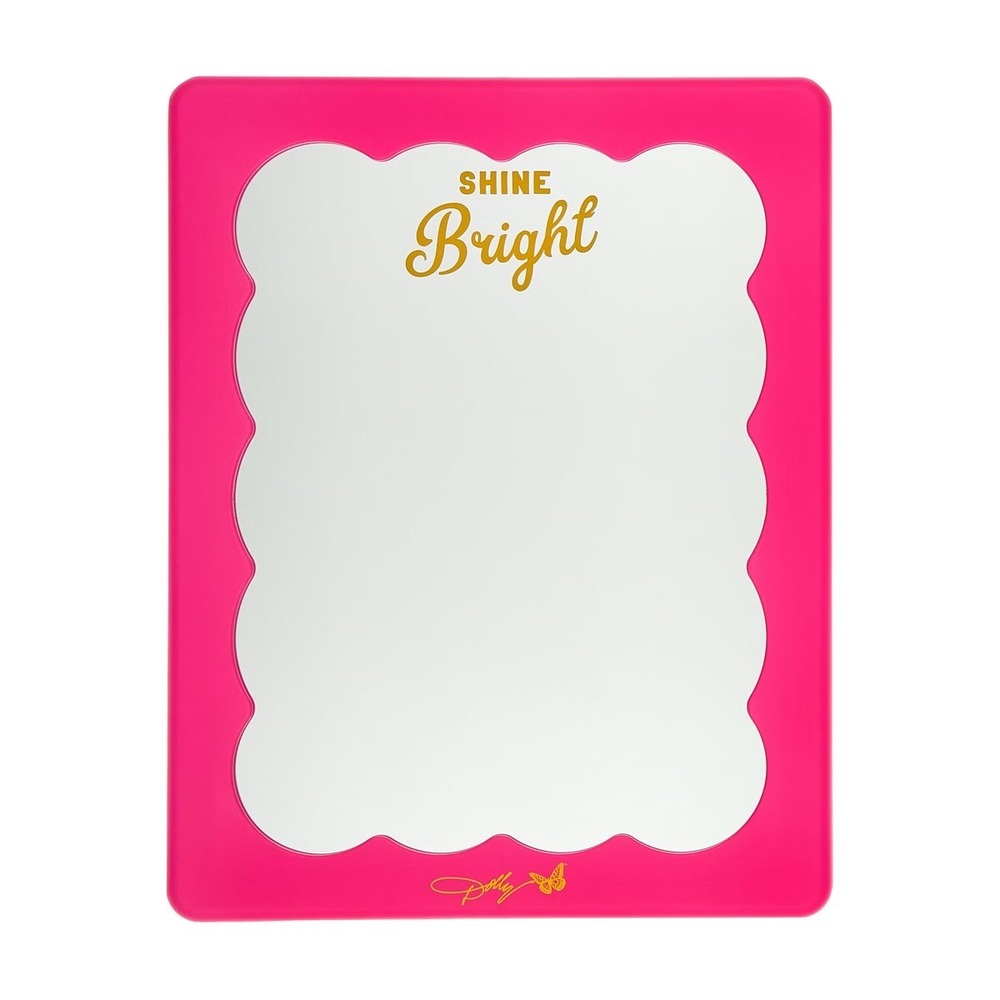 Dolly Parton Shine Bright Hot Pink Scalloped Wall Mirror Butterfly 14.5x11.25